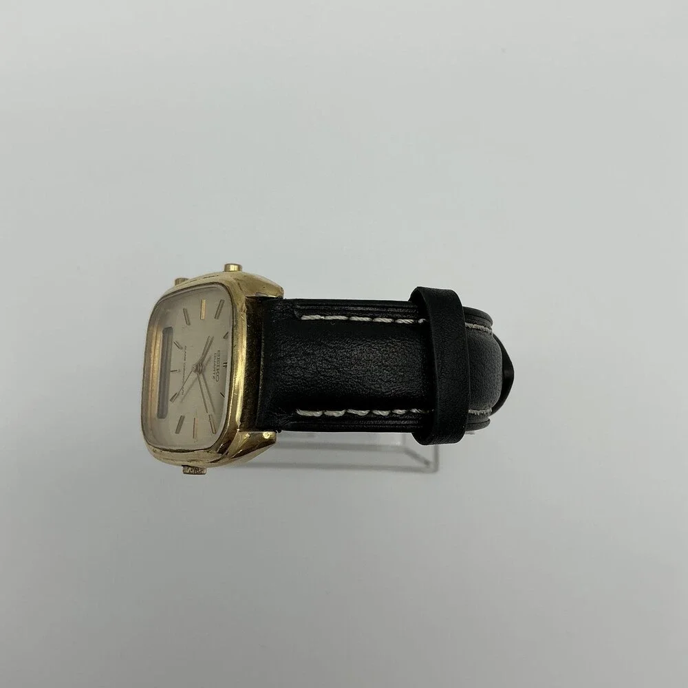 Vintage Seiko H449-5109 Mens Watch 28mm Alarm Chronograph Gold Tone New Battery